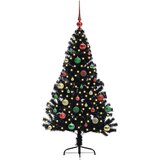 vidaXL Umjetna preddekorirana božićna jelka Črna 150 cm PVC | Shoptok.si