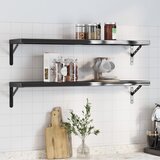 vidaXL Zidne police 2 kom 100 x 23 5 cm crne nehrđajući čelik | shoptok.hr