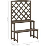 vidaXL stojalo za rastline z oporno mrežo sivo 70x42x115 cm les jelke | Shoptok.si