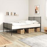 Maison Chic Kovinski Posteljni okvir - Dvoposteljna postelja - Zakonska postelja z vzglavjem in vznožjem črn 140x200 cm, (21696484) | Shoptok.si