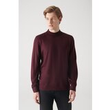 Avva Men's Burgundy Half Turtleneck Wool Blended Standard Fit Normal Cut Knitwear Sweater Cene