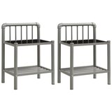 Maison Chic Dvo delni komplet Nočne omarice - Nočne mize siva in črna kovina in steklo, (21690013) | Shoptok.si