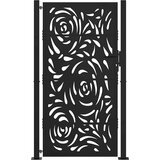 vidaXL Vrtna vrata crna 105x180 cm čelični plameni dizajn | shoptok.hr