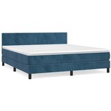 The Living Store Box spring postelja z vzmetnico temno modra 160x200 cm žamet - Box Spring Postelja, (21491130) | Shoptok.si