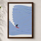 Wallxpert uramljena MDF slika 3752KACT-053, surfer na plavim talasima od linija, 37 x 52 cm Cene