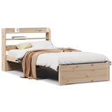 Maison Chic Posteljni okvir - Enojna postelja - Postelja za odrasle z vzglavjem 90x200 cm trdna borovina, (21693646) Cene