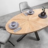 Zandiara ovalna jedilna miza orbit, barva akacije, črna, 180x100 | Shoptok.si