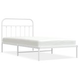 The Living Store Kovinski posteljni okvir z vzglavjem bel 107x203 cm - Posteljni Okvir, (21526770) | Shoptok.si