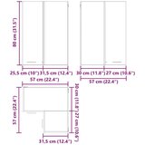 vidaXL viseći ormarić zidne riga sonoma hrast i bijela 57 x 57 x 80 cm | shoptok.hr