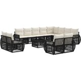 vidaXL Vrtna sedežna garnitura 13 pcs Črna in krem bela poli ratan, (5000270481) | Shoptok.si