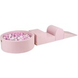 MeowBaby Foam Playground 3-delni komplet za igranje bazena s penasto žogo, 200 žog Velvet Powder Pink: bela/siva/pastelno roza, (21333885) | Shoptok.si