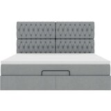 vidaXL Otomanski posteljni okvir z vzmetnico siv 160x200 cm blago | Shoptok.si