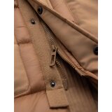Ombre Men's long quilted jacket with large pockets - beige | shoptok.hr