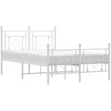  The Living Store Kovinski posteljni okvir z vzglavjem in vznožjem bel 120x200 cm - Posteljni Okvir, (21455625) | Shoptok.si