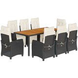  9-dijelni vrtni blagovaonski set s jastucima crni od poliratana | shoptok.hr