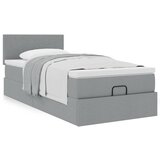 vidaXL Otomanski posteljni okvir z vzmetnico siv 100x200 cm blago Cene