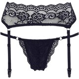 Cottelli čipkasti podvezični pas s tangicami (črna) - XL | Shoptok.si