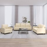  The Living Store Sedežna garnitura 3-delna z blazinami krem blago - Sedežna Garnitura, (21475922) | Shoptok.si