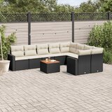 vidaXL 10-dijelni set vrtnih sofa s jastucima crni od poliratana | shoptok.hr