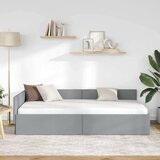 vidaXL Kotna postelja Svetlo siva 90 x 200 cm Tkanina in oblikovan les | Shoptok.si