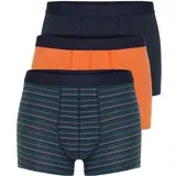 Trendyol 3-Piece Orange-Navy Blue Striped-Plain Mix Cotton Boxers