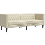 vidaXL Kavč trosed Chesterfield krem umetno usnje | Shoptok.si