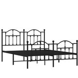  Metalni okvir kreveta uzglavlje i podnožje crni 150x200 cm | shoptok.hr