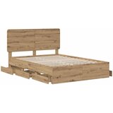  Bed Frame with Storage and Headboard Artisan Oak 120 x 200 cm | shoptok.hr