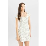 Defacto Cool Combed Cotton Floral Short Sleeve Mini Dress Cene