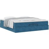 vidaXL Otomanski posteljni okvir z vzmetnicami moder 200x200cm žamet | Shoptok.si