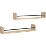 vidaXL Stenske police s prečkami 2 kosa sonoma hrast 80x16x14 cm | Shoptok.si