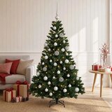  Umjetno božićno drvce s kuglicama 120 cm 150 LED lampica - Zelena 120 cm s LED-ima i srebrnim lopticama | shoptok.hr