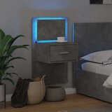  Zidni noćni ormarić s LED svjetlima siva boja betona | shoptok.hr