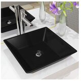  Keramični umivalnik kvadratne oblike črne barve 41,5x41,5x12 cm | Shoptok.si