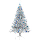 vidaXL Umjetna preddekorirana božićna jelka srebrna 180 cm PET | Shoptok.si