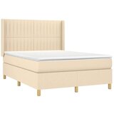 Box spring postelja z vzmetnico krem 140x200 cm blago, (20895694) | Shoptok.si