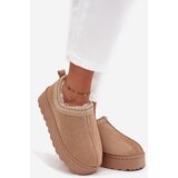 Boto Low Women's Snow Boots With Embroidery On Platform Beige Taliah | Shoptok.si