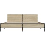  Posteljni okvir sonoma hrast 200x200 cm inž. les in kovina | Shoptok.si