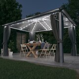  Sjenica sa zastorima i LED svjetlima 400 x 300 cm antracit | shoptok.hr