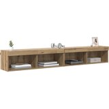 TV stene z LED lučmi Panama 2 pcs Umetni hrast 100 x 30 x 30 cm, (5000132524) | Shoptok.si