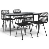  5-dijelni vrtni blagovaonski set od poliratana crni | shoptok.hr