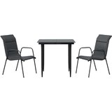  3-dijelni vrtni blagovaonski set crni od čelika i tekstilena | shoptok.hr