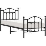 Metalni okvir kreveta uzglavlje i podnožje crni 80x200 cm | shoptok.hr