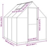 vidaXL Rastlinjak z okvirjem zelen 169x169x195 cm aluminij | Shoptok.si