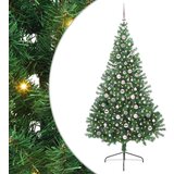 vidaXL Umjetna preddekorirana božićna jelka Zelena 240 cm PVC | Shoptok.si