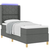vidaXL Kutija s opružnom podlogom i madracem s LED svjetlom Tamno siva 80x200 cm Tkanina | shoptok.hr