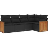  The Living Store Vrtna sedežna garnitura 5-delna z blazinami črn poli ratan - Vrtna Sedežna Garniture, (21451397) | Shoptok.si