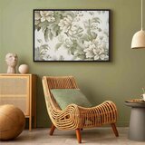  Slika - Retro Vintage Flowers in Delicate Cream and Green Colors 120x80 U crnom drvenom okviru | shoptok.hr
