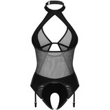Obsessive Dominna - prozirni, sjajni efekt body (crna) - L/XL | shoptok.hr