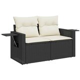  7-dijelni set vrtnih sofa od poliratana s jastucima crni Slike